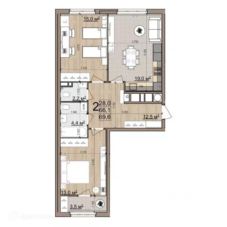 2-к кв. Рязанская область, Рязань Еврокласс жилой комплекс (69.6 м) - Фото 1