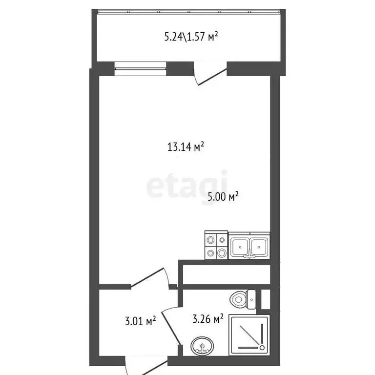 Квартира-студия: Санкт-Петербург, Комендантский проспект, 64к1 (24.7 ... - Фото 1