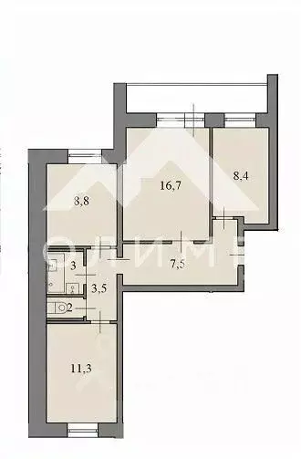 3-к кв. Ярославская область, Ярославль ул. Бабича, 14 (60.2 м) - Фото 2