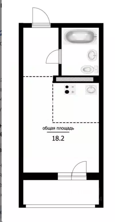 Студия Новосибирская область, Новосибирск ул. Забалуева, 90 (18.3 м) - Фото 2