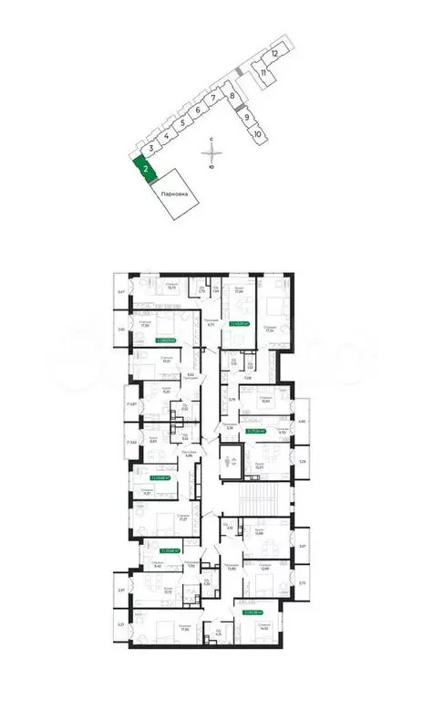 1-к. квартира, 43,3 м, 2/8 эт. - Фото 1