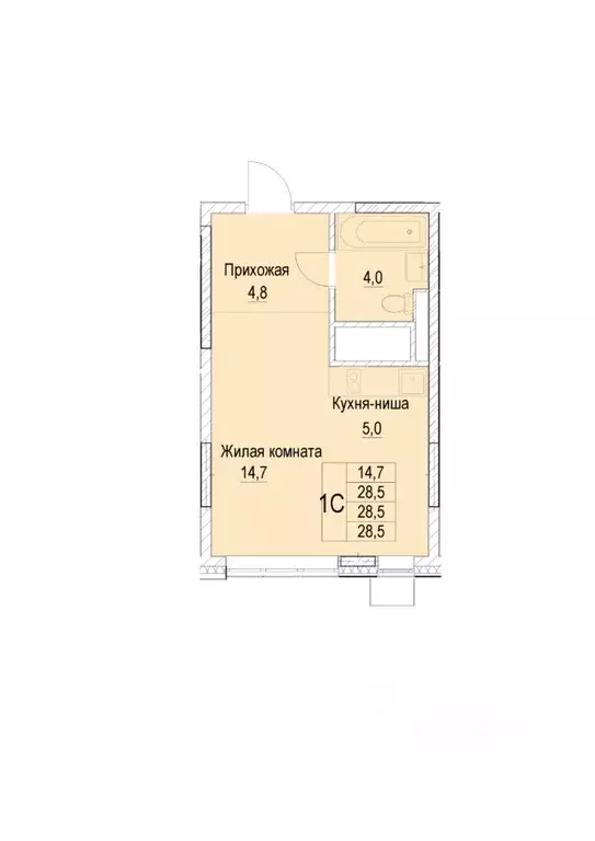 1-к кв. Московская область, Мытищи ул. Академика Каргина, 26А (28.5 м) - Фото 0