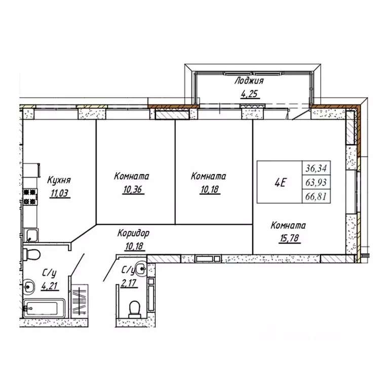 3-к кв. Алтайский край, Барнаул ул. Шевченко, 135 (66.81 м) - Фото 1