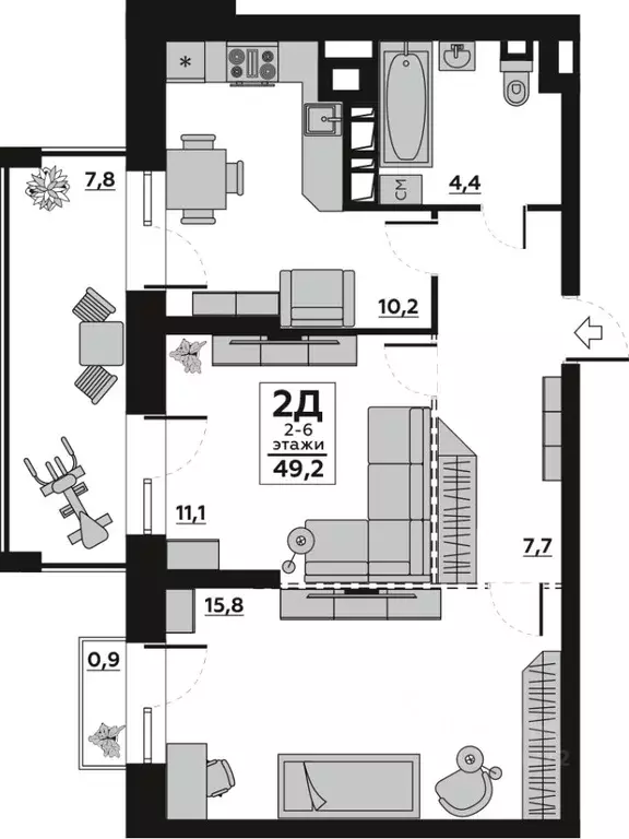 2-к кв. Волгоградская область, Волгоград пос. Ангарский, ул. ... - Фото 1