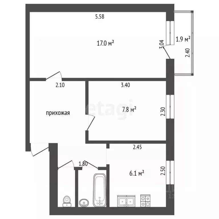 2-к кв. Вологодская область, Череповец ул. Краснодонцев, 17 (41.8 м) - Фото 2