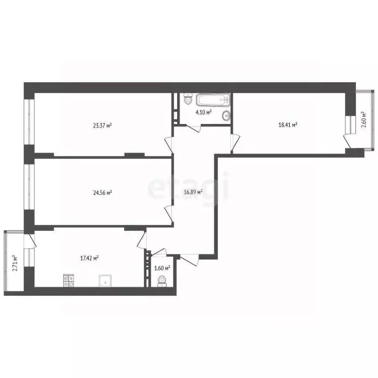 3-к кв. Орловская область, Орел Межквартальная ул., 3 (105.6 м) - Фото 2