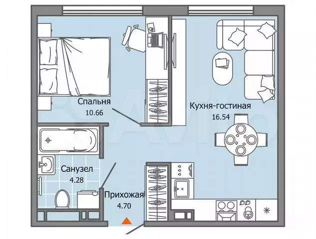 1-к. квартира, 36 м, 4/7 эт. - Фото 0