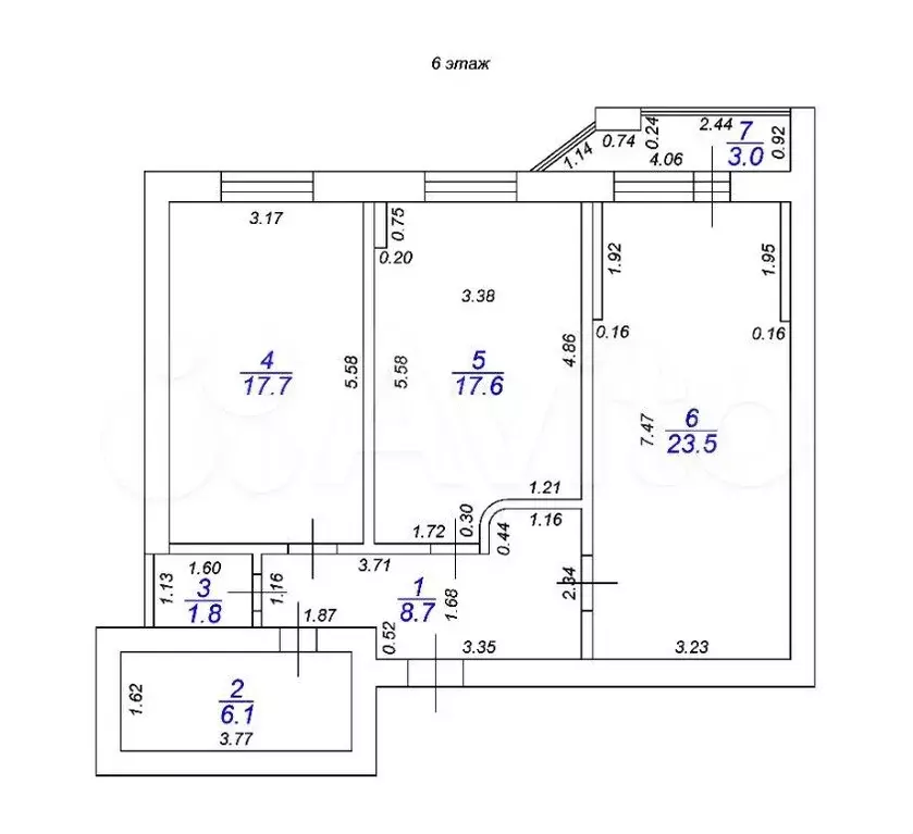 2-к. квартира, 78 м, 5/6 эт. - Фото 0