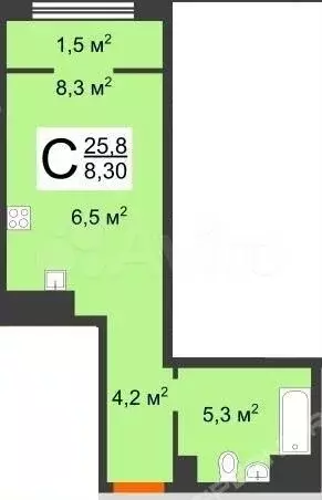 Квартира-студия, 23,5 м, 25/25 эт. - Фото 0