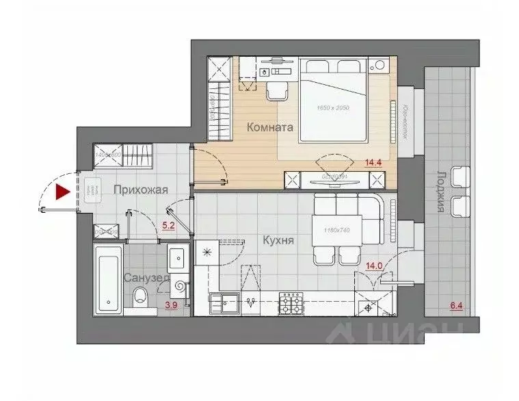 1-к кв. Новгородская область, Великий Новгород Псковская ул., 66 (37.5 ... - Фото 1