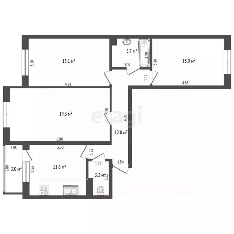 3-к кв. Москва пос. Коммунарка, ул. Бачуринская, 19 (81.5 м) - Фото 2