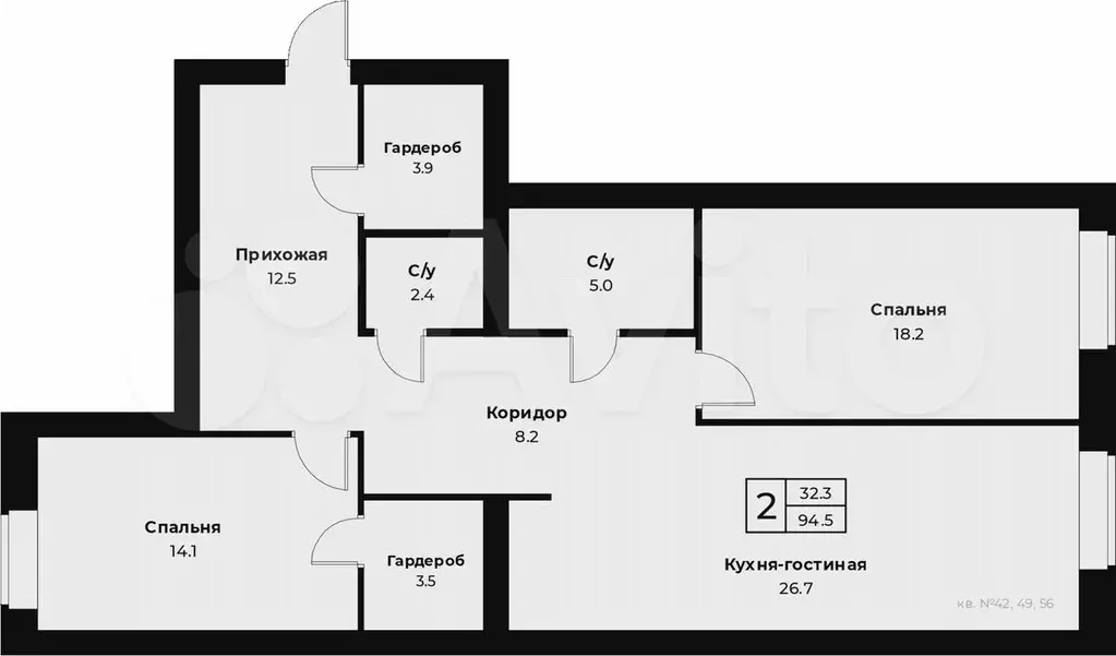 3-к. квартира, 95 м, 2/4 эт. - Фото 0