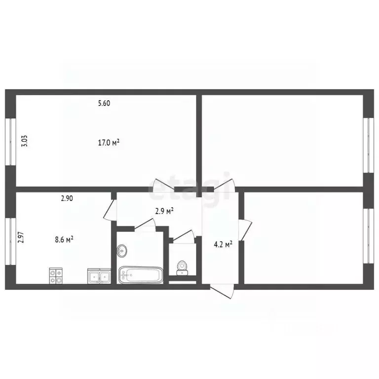 Комната Московская область, Балашиха Гагарина мкр, 4 (50.0 м) - Фото 2