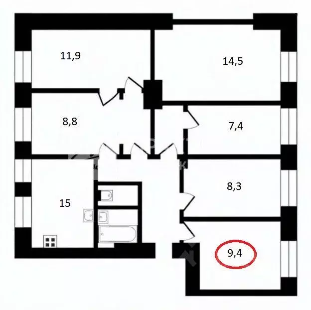 Комната Москва Шмитовский проезд, 12 (9.4 м) - Фото 2