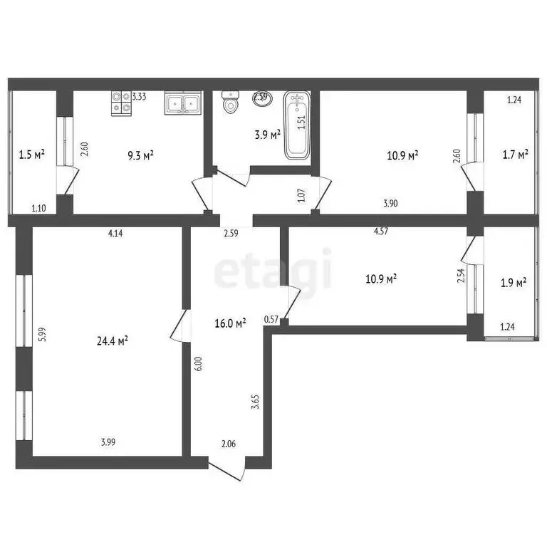 4-комнатная квартира: Стерлитамак, улица Худайбердина, 54 (75 м) - Фото 1