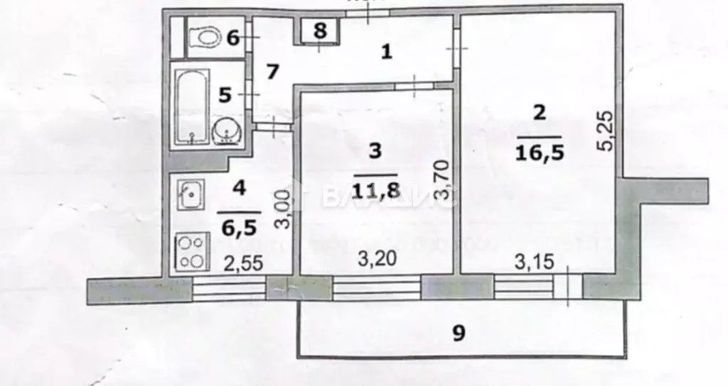 2-к кв. Белгородская область, Белгород ул. Губкина, 6 (45.2 м) - Фото 2