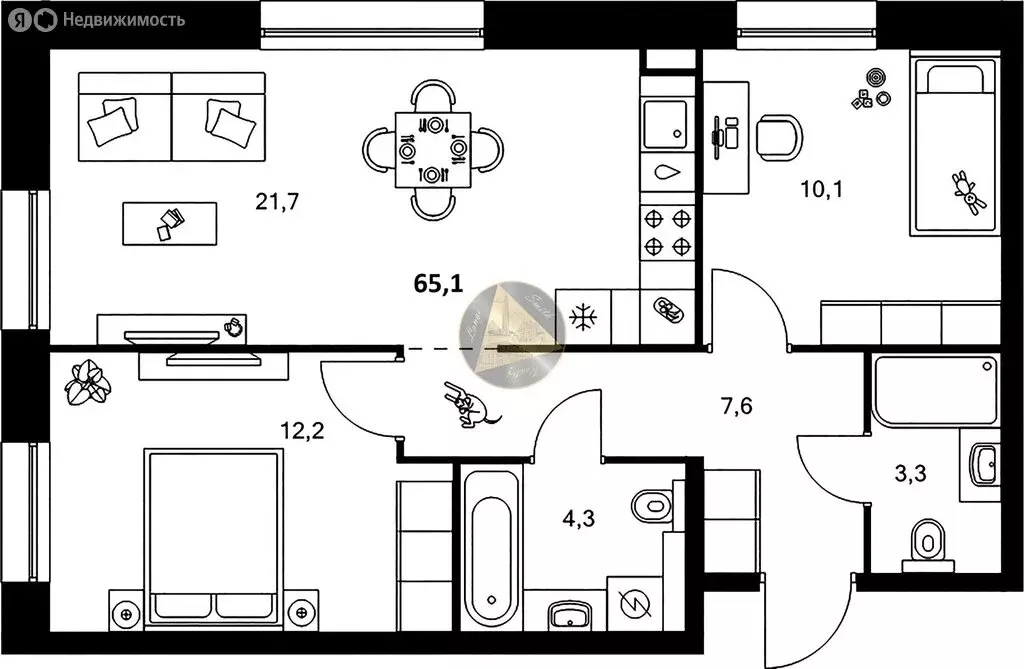 2-комнатная квартира: Санкт-Петербург, Галерный проезд, 1к2 (65.1 м) - Фото 1