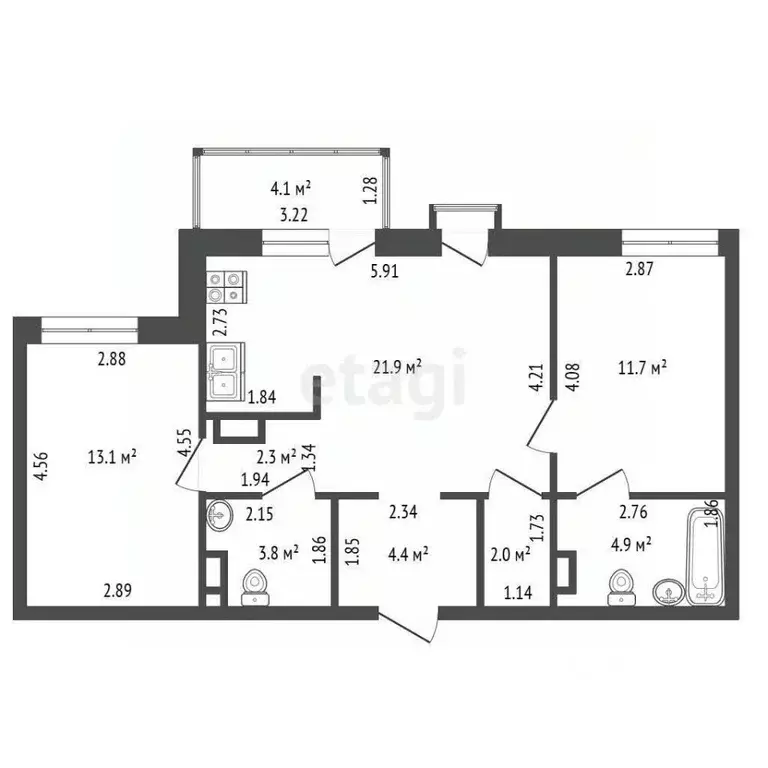 2-к кв. Ленинградская область, Ломоносовский район, Аннинское ... - Фото 2