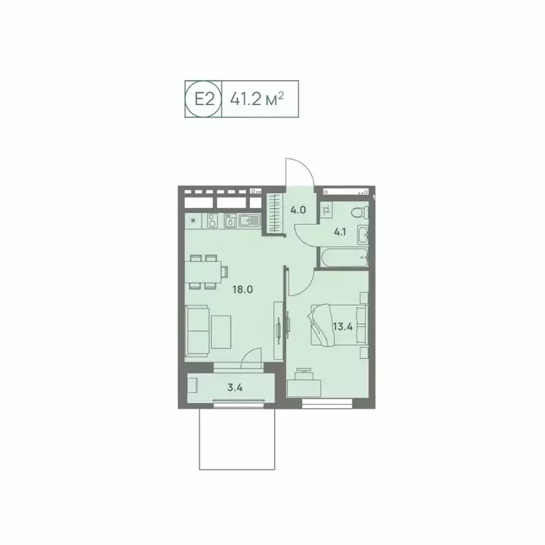 2-к кв. Пермский край, Пермь Трамвайная ул., 27 (41.2 м) - Фото 1