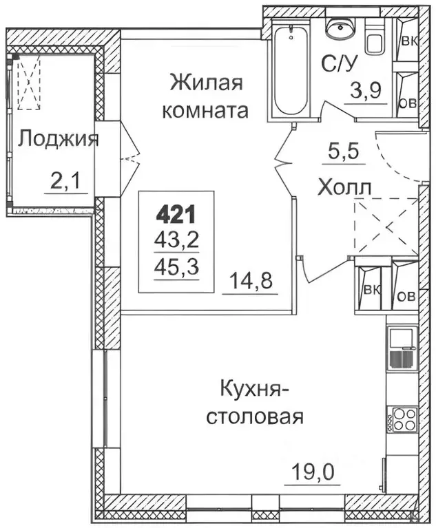 1-к кв. Москва Хорошевское ш., 25Ак2 (47.0 м) - Фото 2