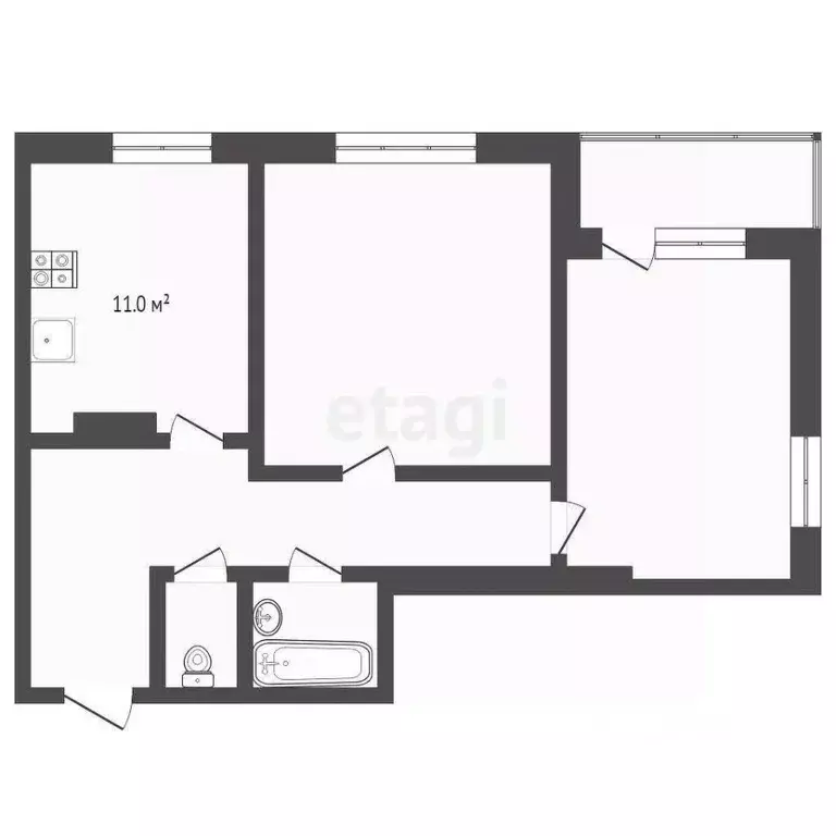2-к кв. Тюменская область, Тюмень ул. Николая Зелинского, 3 (60.0 м) - Фото 2