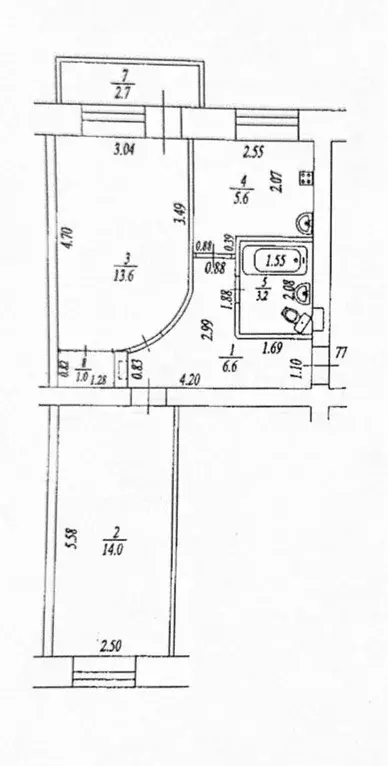 2-к. квартира, 44 м, 4/5 эт. - Фото 0