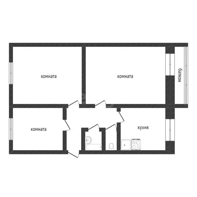 3-комнатная квартира: Курган, Сибирская улица, 19 (64.5 м) - Фото 1