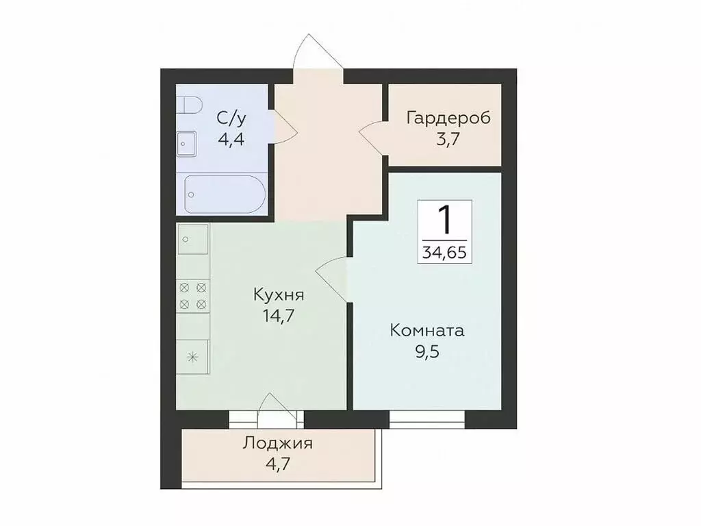 1-комнатная квартира: Самара, улица Победы, 14А (34.65 м) - Фото 0