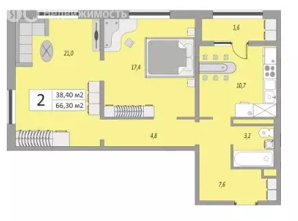 2-комнатная квартира: Оренбург, улица Юркина, 6 (66.3 м) - Фото 0