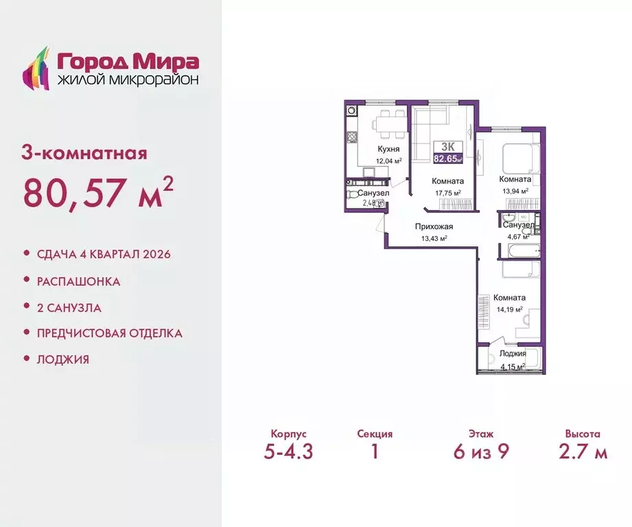 3-к кв. Крым, Симферополь ул. Батурина (80.57 м) - Фото 1