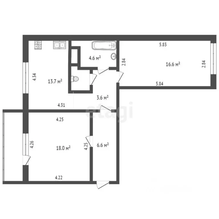 2-к кв. Челябинская область, Челябинск ул. Трашутина, 51 (64.6 м) - Фото 1