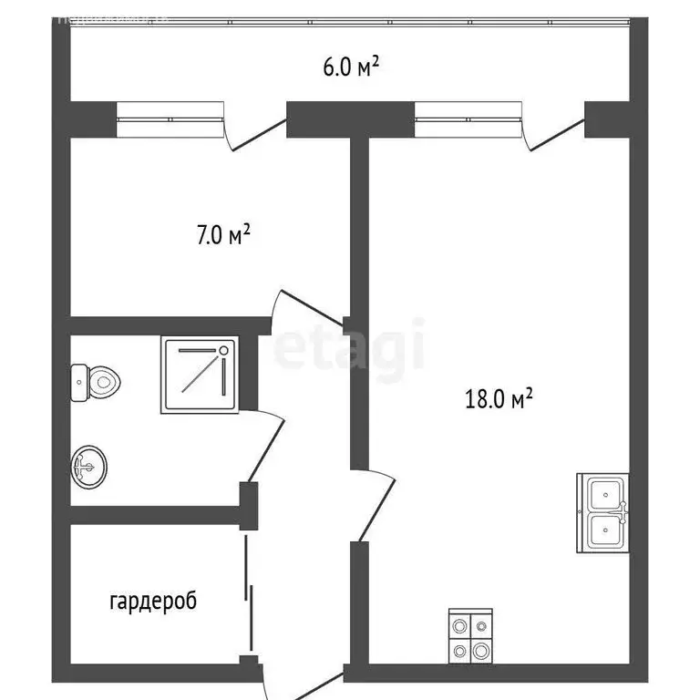 1-комнатная квартира: Петрозаводск, улица Попова, 6 (34.9 м) - Фото 1