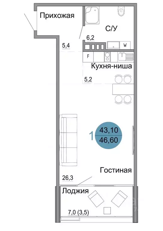 1-к кв. Крым, Керчь Белый город жилой комплекс (46.6 м) - Фото 0