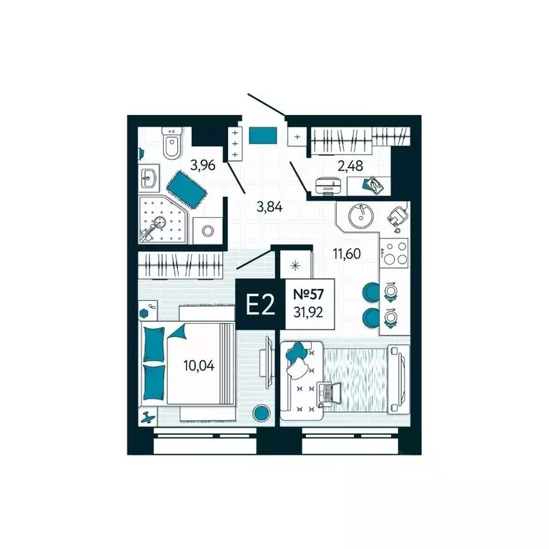 1-к кв. Тульская область, Тула ул. Чмутова, 158Д (31.92 м) - Фото 1
