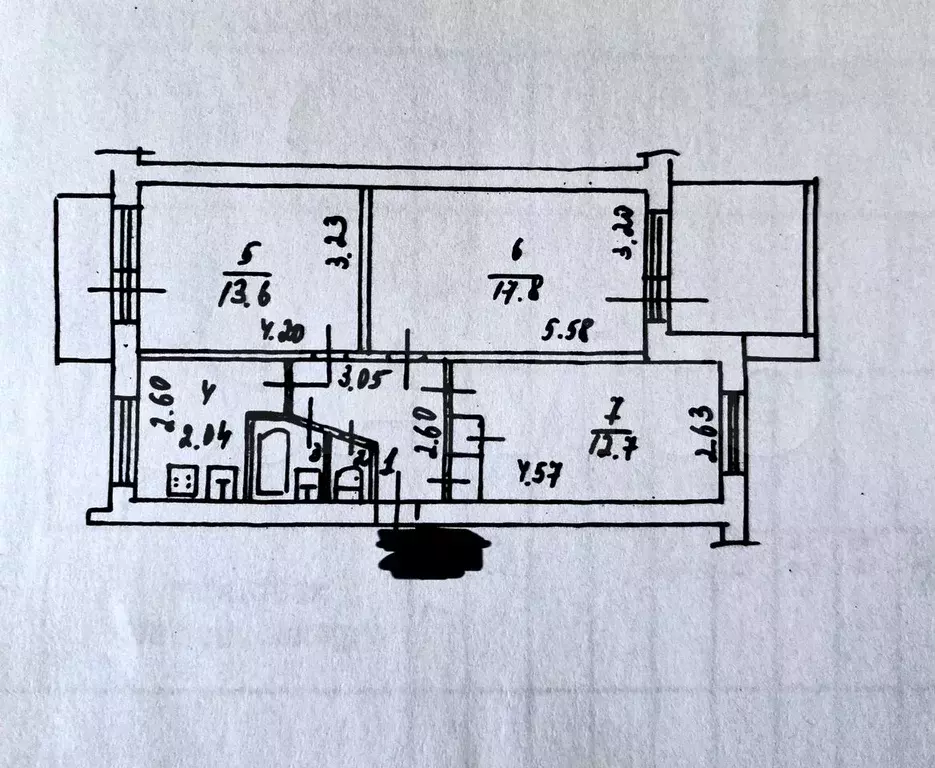 3-к. квартира, 68,1 м, 5/5 эт. - Фото 0