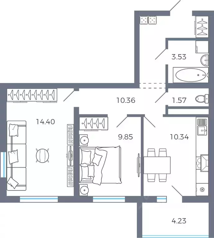 2-к кв. Самарская область, Волжский район, Лопатино с/пос, пос. ... - Фото 1