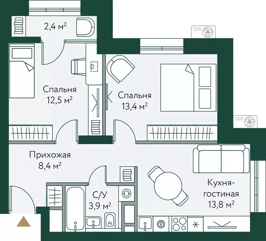 2-к кв. Волгоградская область, Волгоград Новосибирская ул., 74 (54.4 ... - Фото 0