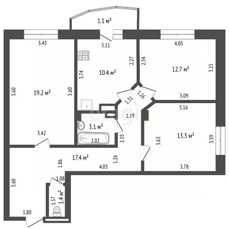 3-к кв. Мордовия, Саранск ул. Косарева, 41 (77.5 м) - Фото 2