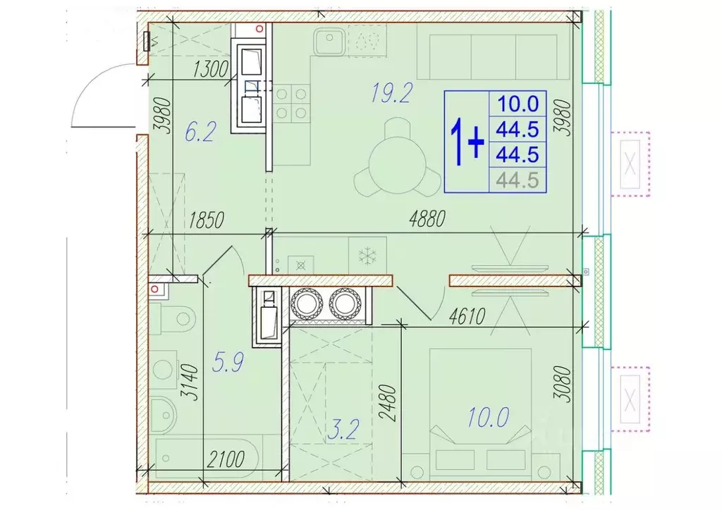 1-к кв. Астраханская область, Астрахань ул. Трофимова, 10 (44.5 м) - Фото 0