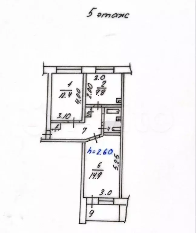 2-к. квартира, 48,9 м, 5/5 эт. - Фото 0