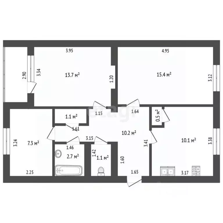 3-к кв. Крым, Красноперекопск ул. Октябрьская, 23 (61.7 м) - Фото 2