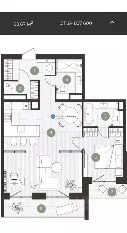 3-к кв. Крым, Ялта ул. Халтурина, 36 (88.0 м) - Фото 1