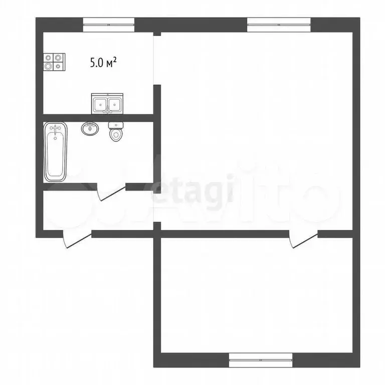 2-к. квартира, 42 м, 4/5 эт. - Фото 0