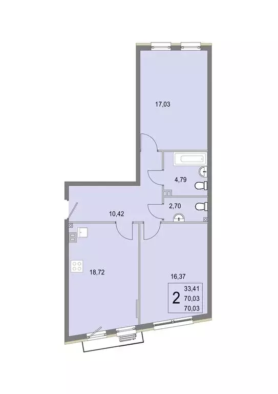 2-комнатная квартира: деревня Крюково, 6 (70.1 м) - Фото 0