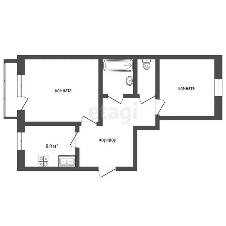 2-комнатная квартира: Тобольск, микрорайон Менделеево, 16 (55.1 м) - Фото 1