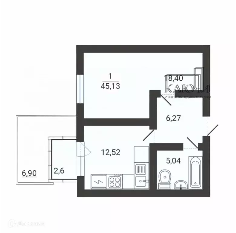 Продаётся 1-к квартира, 45 м - Фото 1