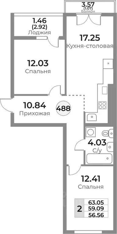2-к кв. Калининградская область, Калининград Легенды Девау жилой ... - Фото 0