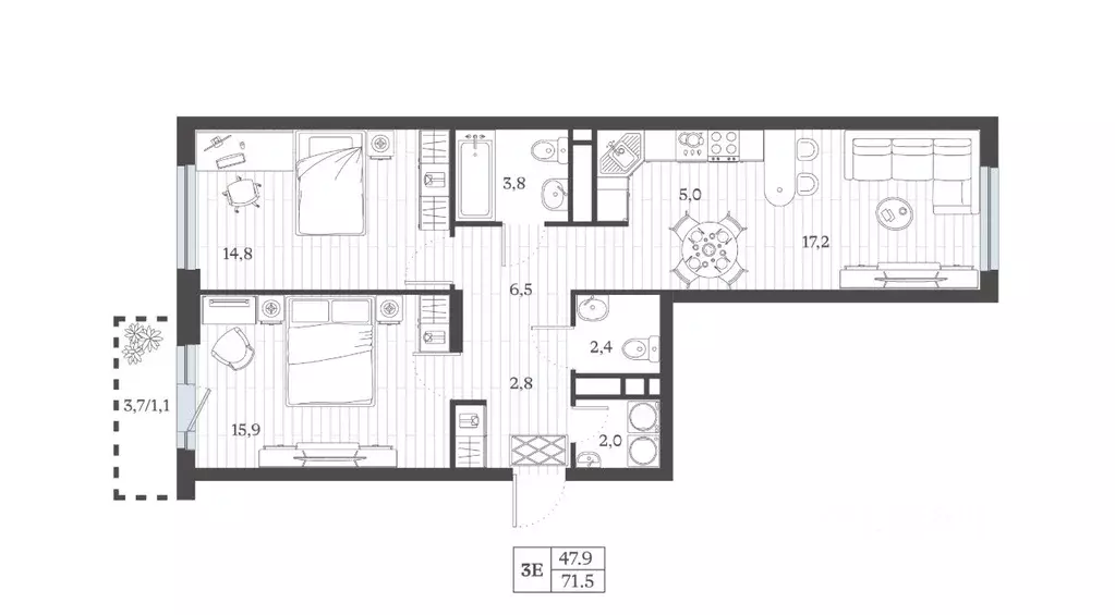 3-к кв. Дагестан, Дербент ул. Сальмана (71.54 м) - Фото 0