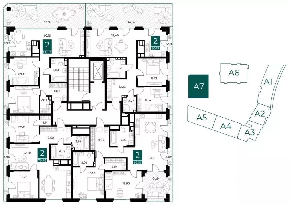 2-к кв. Рязанская область, Рязань Арт Кварталы жилой комплекс (96.32 ... - Фото 2