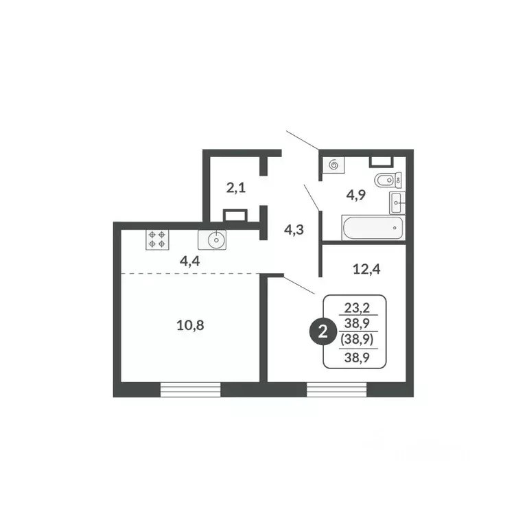 2-к кв. Кировская область, Киров Московская ул., 209 (38.9 м) - Фото 1